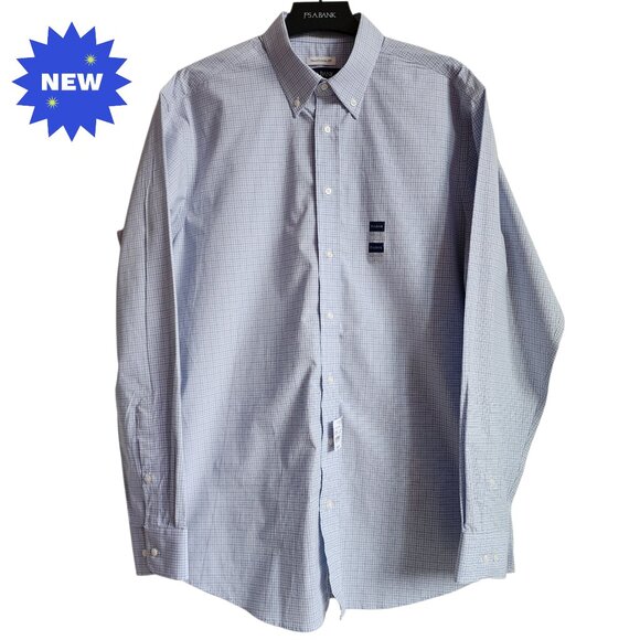16.5 36/37 Dress Shirt Light Blue Pink Traditional Fit New Jos A Bank Checked Sz - Picture 1 of 17
